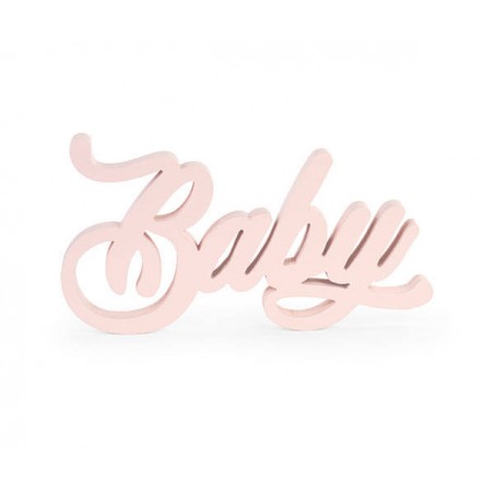 SCRITTA LEGNO BABY ROSA 38x20x3cm