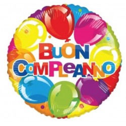 PALLONE MYLAR BUON COMPLEANNO BALLOON TONDO 18 45cm