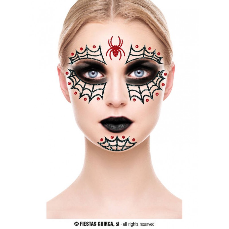 TATUAGGIO VISO RAGNO GLITTER 20x20cm