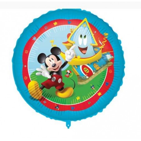 PALLONE MYLAR TOPOLINO ROCK THE HOUSE TONDO 18 43cm C/FILO E PESETTO