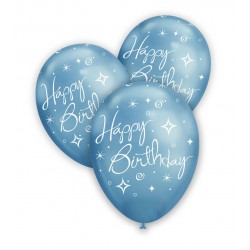 PALLONCINI LATTICE BLU TITANIO GLOBO HAPPY BIRTHDAY 12"...