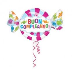 PALLONE MYLAR S/SHAPE SWEET SHOP BUON COMPLEANNO 101cm