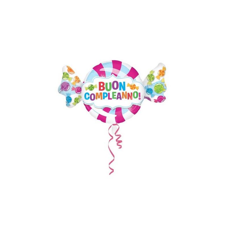 PALLONE MYLAR S/SHAPE SWEET SHOP BUON COMPLEANNO 101cm