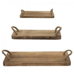 VASSOIO RETTANGOLARE LEGNO CON MANICI 35x17x2 CM