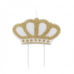CANDELINA CORONA GLITTER ORO 8x4,5cm