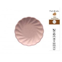 PIATTI DESSERT CONCHIGLIA COMPOSTABILI TONDI ø19cm ROSA 6pz