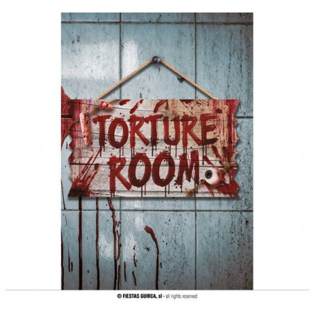 CARTELLO TORTURE ROOM 35x20 IN LEGNO