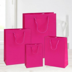 SHOPPER IN CARTA PLASTIFICATA OPACA 22+10x29cm FUCSIA