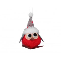 APPENDINO GUFO 7cm ROSSO CON CAPPELLO 6pz