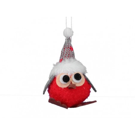 APPENDINO GUFO 7cm ROSSO CON CAPPELLO 6pz