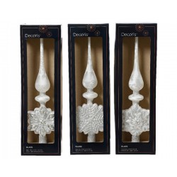 PUNTA ALBERO GLASS WHITE MATT GLITTER 3ass h35cm 1pz