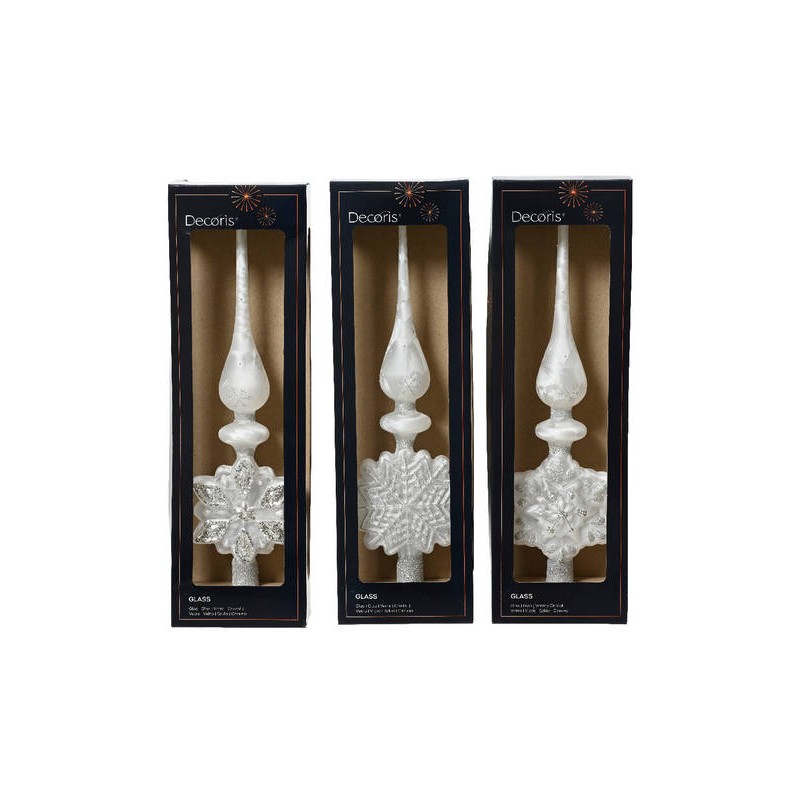 PUNTA ALBERO GLASS WHITE MATT GLITTER 3ass h35cm 1pz