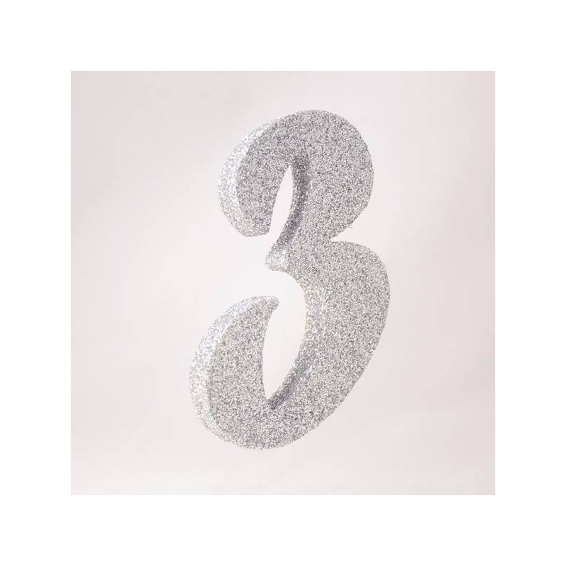 NUMERO POLISTIROLO GLITTER mm120x90 3 ARGENTO