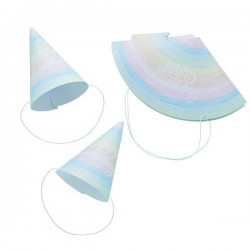 CAPPELLINI IN CARTA ECO COMPLEANNO ARCOBALENO 10pz