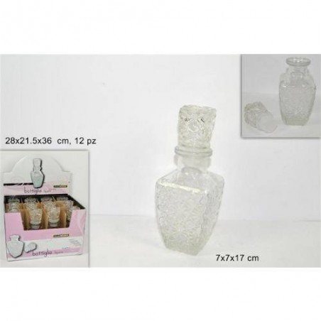 BOTTIGLIA LIQUORE 7x7x17 C/TAPPO  RICAMO