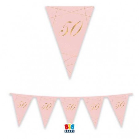 FESTONE BANDIERINE CARTA 50° ROSA cm30x3mt