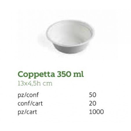 COPPETTA POLPA 350ml ø13x4,5cm BIO COMPOSTABILE 50pz