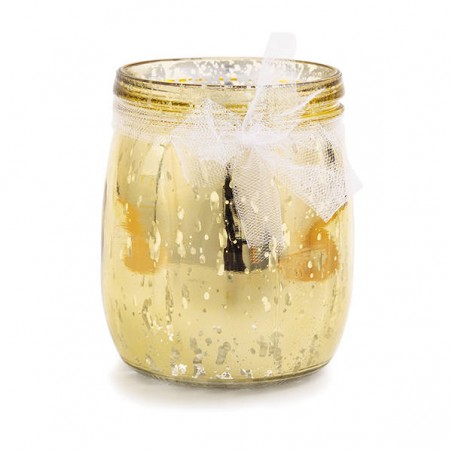 VASETTO VETRO COLOR C/ORGANZA 13x9cm ORO