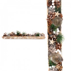 CENTROTAVOLA PORTA 2 TEALIGHT CHRISTAMS SNOW 45cm