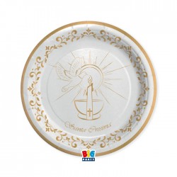 PIATTI CARTONCINO CRESIMA GOLD ø18 8pz