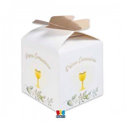 SCATOLA PORTA CONFETTI QUADRATA PRIMA COMUNIONE 5x5x7cm 25pz