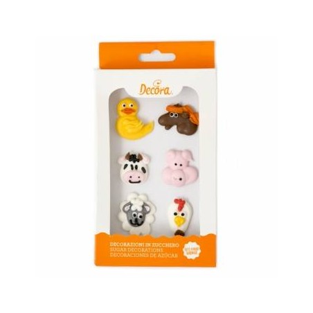 ANIMALI DELLA FATTORIA IN ZUCCHERO 6pz DECORA