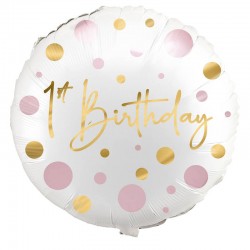 PALLONE MYLAR FIRST BIRTHDAY ROSA ø45cm