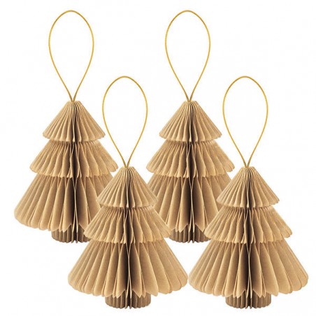 ALBERI IN CARTA h10cm KRAFT BORDO ORO 4pz