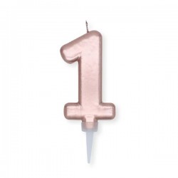 CANDELINA NUMERO 1 ROSE GOLD METAL 10cm