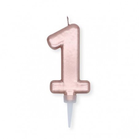 CANDELINA NUMERO 1 ROSE GOLD METAL 10cm