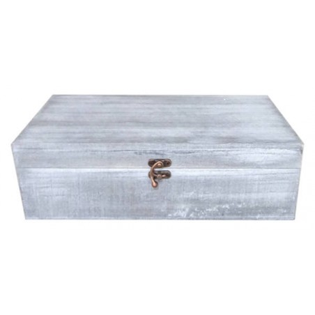 CASSETTA LEGNO GRIGIA ANTICATA 2 BOTTIGLIE 36x20,5x10,5 CASL2517
