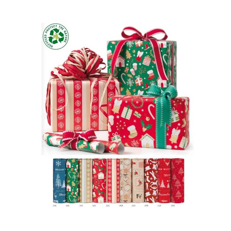 CARTA REGALO ECOCARTA 70x100 100fg SCATOLA ASSORT. FANTASIA DI NATALE EC40002N