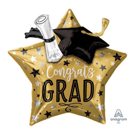 PALLONE MYLAR S/SHAPE LAUREA TOCCO E DIPLOMA GOLD 71x71cm