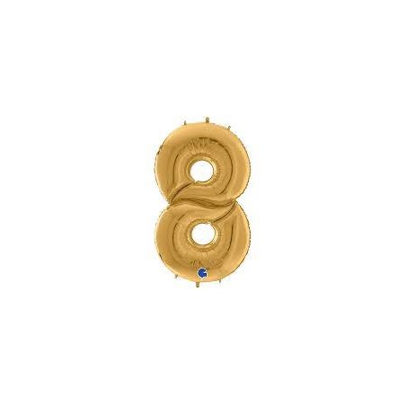 PALLONE NUMERO 8 MYLAR 163cm 64 ORO
