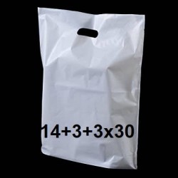 SHOPPER FAGIOLO PE/HD 60my 14+3+3x30cm BIANCO 5kg...
