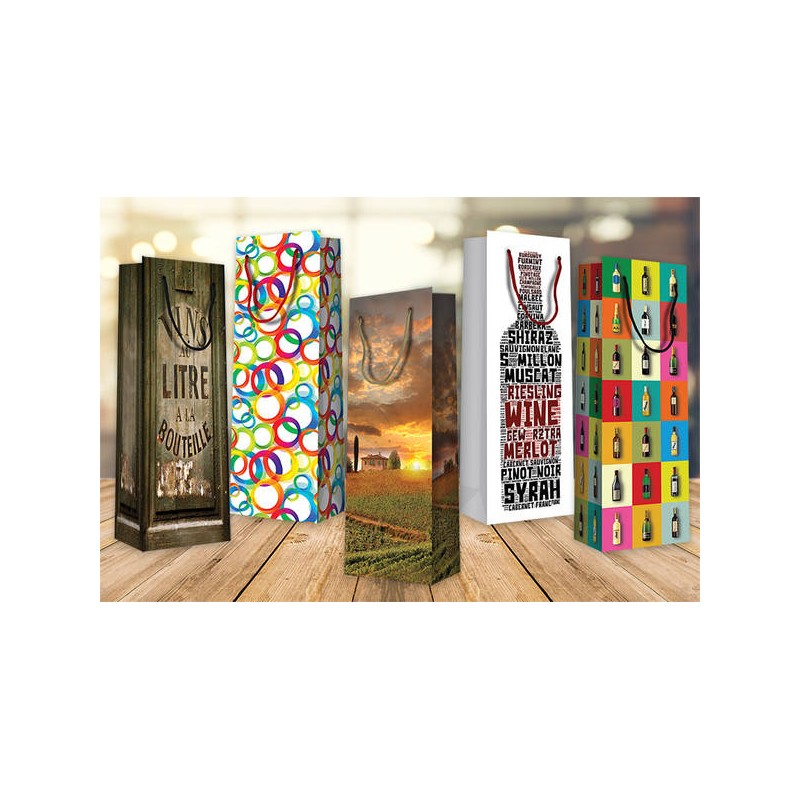 SHOPPER CARTA PLASTIFICATA LUCIDA 12x9x39cm VINO (ASS.TA)