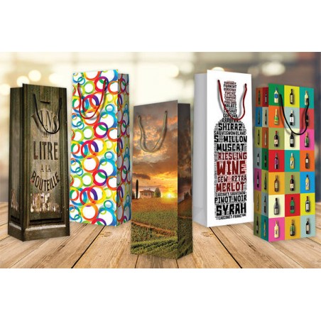 SHOPPER CARTA PLASTIFICATA LUCIDA 12x9x39cm VINO (ASS.TA)