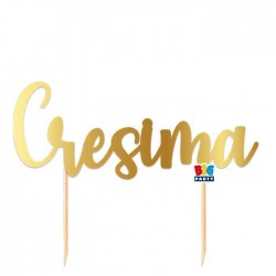 CAKE TOPPER CRESIMA 20x16cm GOLD METAL