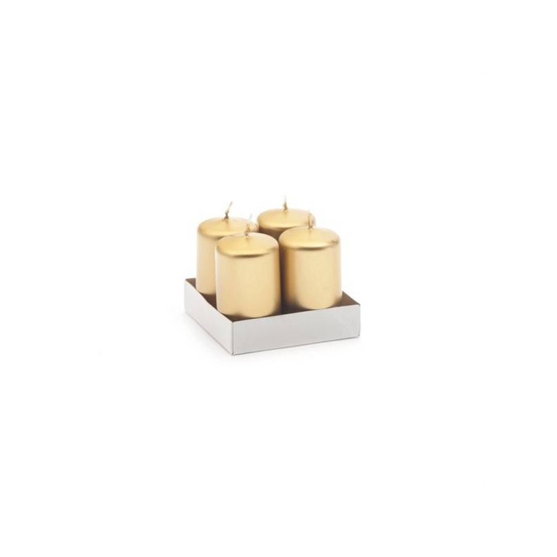 MOCCOLO TONDO CERA ORO 4x7cm 4pz