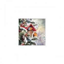 TOVAGLIOLI 33x33cm HOUSE WITH ROBINS 20pz