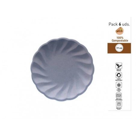 PIATTI DESSERT CONCHIGLIA COMPOSTABILI TONDI ø19cm LILLA 6pz