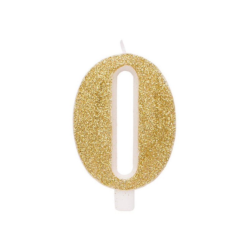 CANDELINA NUMERO 0 GLITTER ORO 9,5cm