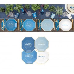 PIATTI HAPPY BIRTHDAY TO YOU ESAGONALI BLU assortiti 24cm...