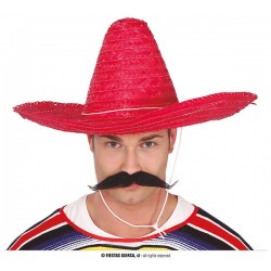 SOMBRERO MESSICANO PAGLIA ROSSO ø50cm