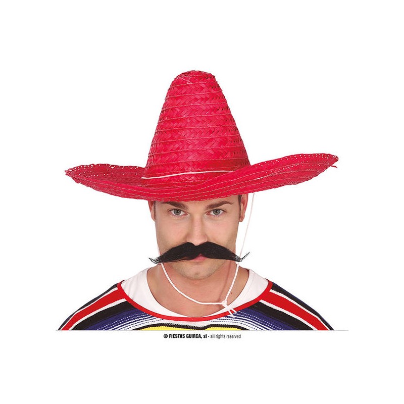 SOMBRERO MESSICANO PAGLIA ROSSO ø50cm