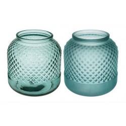 VASO VETRO HURR DIAMANTE TRASP/OPACO VERDE H19cm ø19cm...