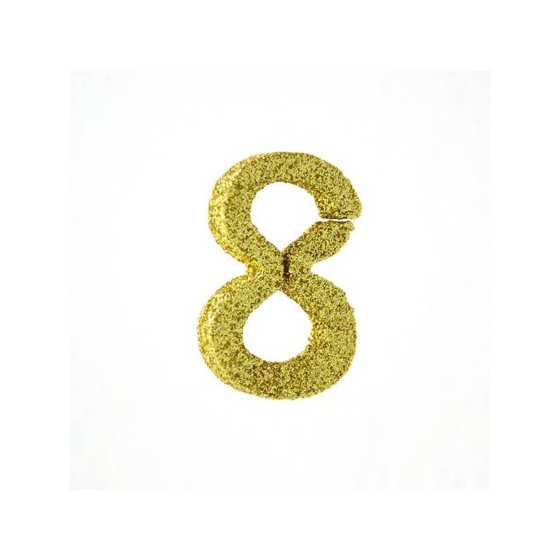 NUMERO POLISTIROLO FANTASY GLITTER ORO 7cm 8