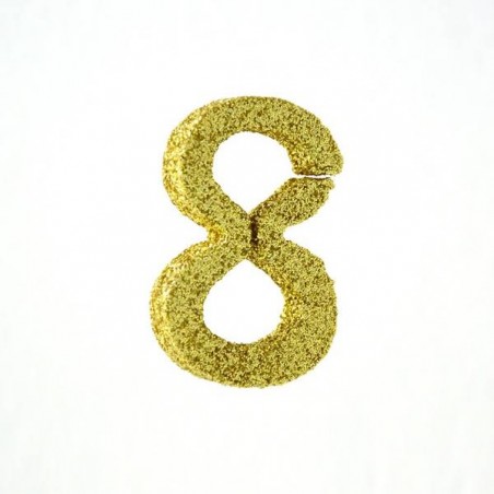 NUMERO POLISTIROLO FANTASY GLITTER ORO 7cm 8