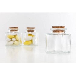 BARATTOLO QUADRATO TAPPO IN SUGHERO 50ml H3128