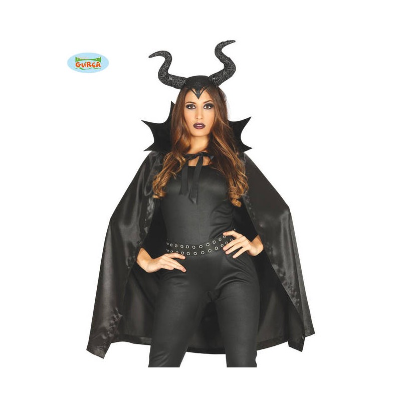 SET CORNA E MANTELLO DIAVOLESSA NERA 100cm